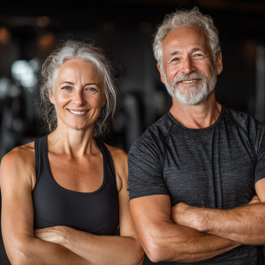 Seniori făcând exerciții